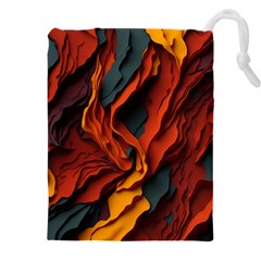 Abstract Colorful Waves Painting Art Drawstring Pouch (4xl) by Simbadda