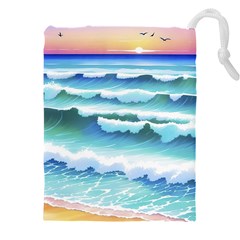 Ocean Sea Waves Beach Drawstring Pouch (5xl) by Simbadda