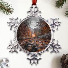 Breathe In Nature Background Metal Large Snowflake Ornament by artworkshop