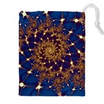 Fractal Spiral Art Pattern Blue Design Drawstring Pouch (5XL) Front