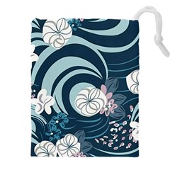 Flowers Pattern Floral Ocean Abstract Digital Art Drawstring Pouch (5xl) by Simbadda