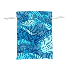 Ocean Waves Sea Abstract Pattern Water Blue Lightweight Drawstring Pouch (m) by Simbadda