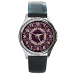 Rosette Kaleidoscope Mosaic Abstract Background Round Metal Watch Front