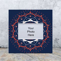 Mandala Orange Navy White Box Photo Frame 4  X 6  by Simbadda