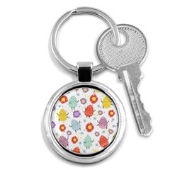 Easter Seamless Pattern With Cute Eggs Flowers Key Chain (round) by Simbadda