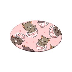 Seamless Pattern Adorable Cat Inside Cup Sticker Oval (100 Pack) by Simbadda