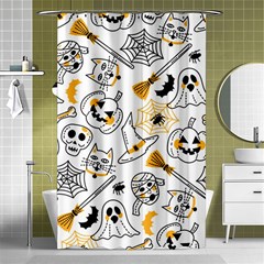 Funny Hand Drawn Halloween Pattern Shower Curtain 48  X 72  (small)  by Simbadda