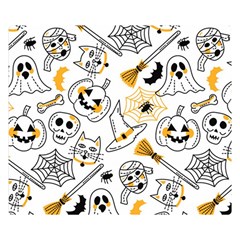 Funny Hand Drawn Halloween Pattern Premium Plush Fleece Blanket (small) by Simbadda