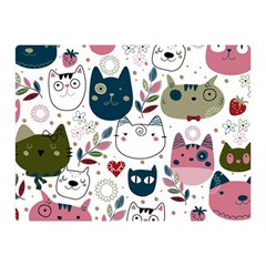 Pattern With Cute Cat Heads Two Sides Premium Plush Fleece Blanket (mini) by Simbadda