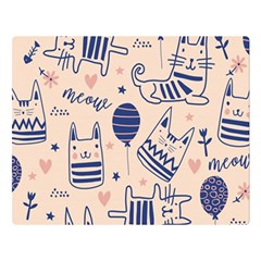 Cute Cats Doodle Seamless Pattern With Funny Characters Two Sides Premium Plush Fleece Blanket (large) by Simbadda