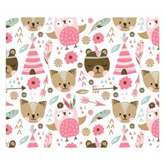 Pink Animals Pattern Premium Plush Fleece Blanket (small) by Simbadda