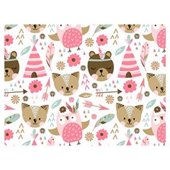 Pink Animals Pattern Two Sides Premium Plush Fleece Blanket (extra Small) by Simbadda