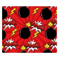 Pop Art Comic Pattern Bomb Boom Explosion Background Premium Plush Fleece Blanket (small) by Simbadda