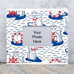 Nautical Cats Seamless Pattern White Wall Photo Frame 5  X 7  by Simbadda