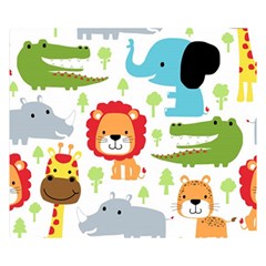 Seamless Pattern Vector With Animals Cartoon Two Sides Premium Plush Fleece Blanket (small) by Simbadda