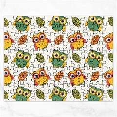 Background-with-owls-leaves-pattern Rectangular Jigsaw Puzzl by Simbadda