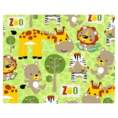 Funny Animals Cartoon Two Sides Premium Plush Fleece Blanket (medium) by Simbadda