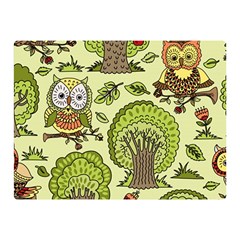 Seamless Pattern With Trees Owls Two Sides Premium Plush Fleece Blanket (mini) by Simbadda