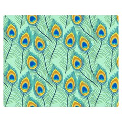 Lovely Peacock Feather Pattern With Flat Design Premium Plush Fleece Blanket (medium) by Simbadda
