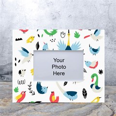 Vector Set Isolates With Cute Bird Scandinavian Style White Tabletop Photo Frame 4 x6  by Simbadda