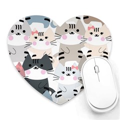Cute Cat Couple Seamless Pattern Cartoon Heart Mousepad by Simbadda