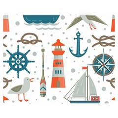 Nautical-elements-pattern-background Premium Plush Fleece Blanket (medium) by Simbadda