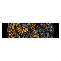 Yin-yang-owl-doodle-ornament-illustration Oblong Satin Scarf (16  X 60 ) by Simbadda
