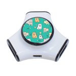 Seamless-pattern-cute-cat-cartoon-with-hand-drawn-style 3-Port USB Hub Front
