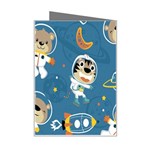 Seamless-pattern-funny-astronaut-outer-space-transportation Mini Greeting Card Right