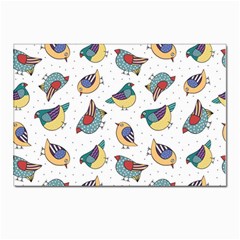 Seamless-pattern-with-hand-drawn-bird-black Postcards 5  X 7  (pkg Of 10) by Simbadda
