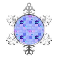 Seamless-pattern-pastel-galaxy-future Metal Small Snowflake Ornament by Simbadda