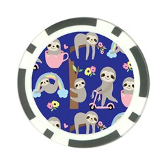 Hand-drawn-cute-sloth-pattern-background Poker Chip Card Guard (10 Pack) by Simbadda