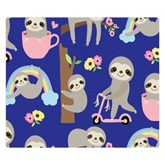 Hand-drawn-cute-sloth-pattern-background Two Sides Premium Plush Fleece Blanket (small) by Simbadda