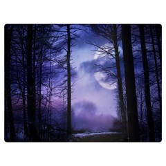 Moonlit A Forest At Night With A Full Moon Premium Plush Fleece Blanket (extra Small) by Proyonanggan