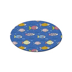 Sea Fish Blue Submarine Animal Sticker Oval (10 Pack) by Proyonanggan