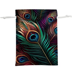 Peacock Feathers Nature Feather Pattern Lightweight Drawstring Pouch (xl) by pakminggu