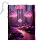 Trees Forest Landscape Nature Neon Drawstring Pouch (4XL) Back