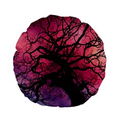Trees Silhouette Sky Clouds Sunset Standard 15  Premium Flano Round Cushions by Bangk1t