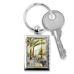 Trees Park Watercolor Lavender Flowers Foliage Key Chain (rectangle) by Bangk1t