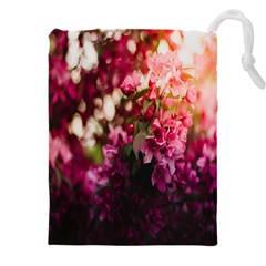 Pink Flower Drawstring Pouch (5xl) by artworkshop
