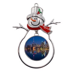 Seaside River Metal Snowman Ornament by artworkshop