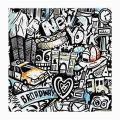 New York City Nyc Broadway Doodle Art Medium Glasses Cloth (2 Sides) by Grandong