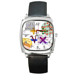 Mathematics Formula Physics School Square Metal Watch by Grandong