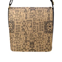 Aztec Tribal African Egyptian Style Seamless Pattern Vector Antique Ethnic Flap Closure Messenger Bag (l) by Grandong