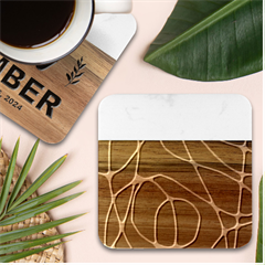 Mazipoodles Neuro Art - Black White Marble Wood Coaster (square) by Mazipoodles