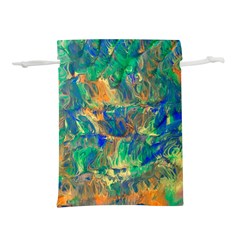 Blue On Green Flow Lightweight Drawstring Pouch (l) by kaleidomarblingart