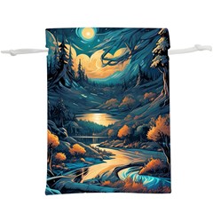 Forest River Night Evening Moon Lightweight Drawstring Pouch (xl) by pakminggu