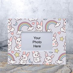 Seamless-pattern-with-cute-rabbit-character White Tabletop Photo Frame 4 x6  by pakminggu