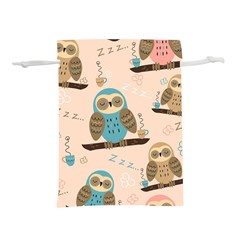 Seamless-pattern-owls-dream-cute-style-pajama-fabric Lightweight Drawstring Pouch (l) by pakminggu