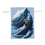 Lighthouse Sea Waves Lightweight Drawstring Pouch (S) Front